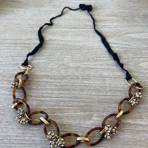 J. Crew necklace with brass and brown tortoise chain.